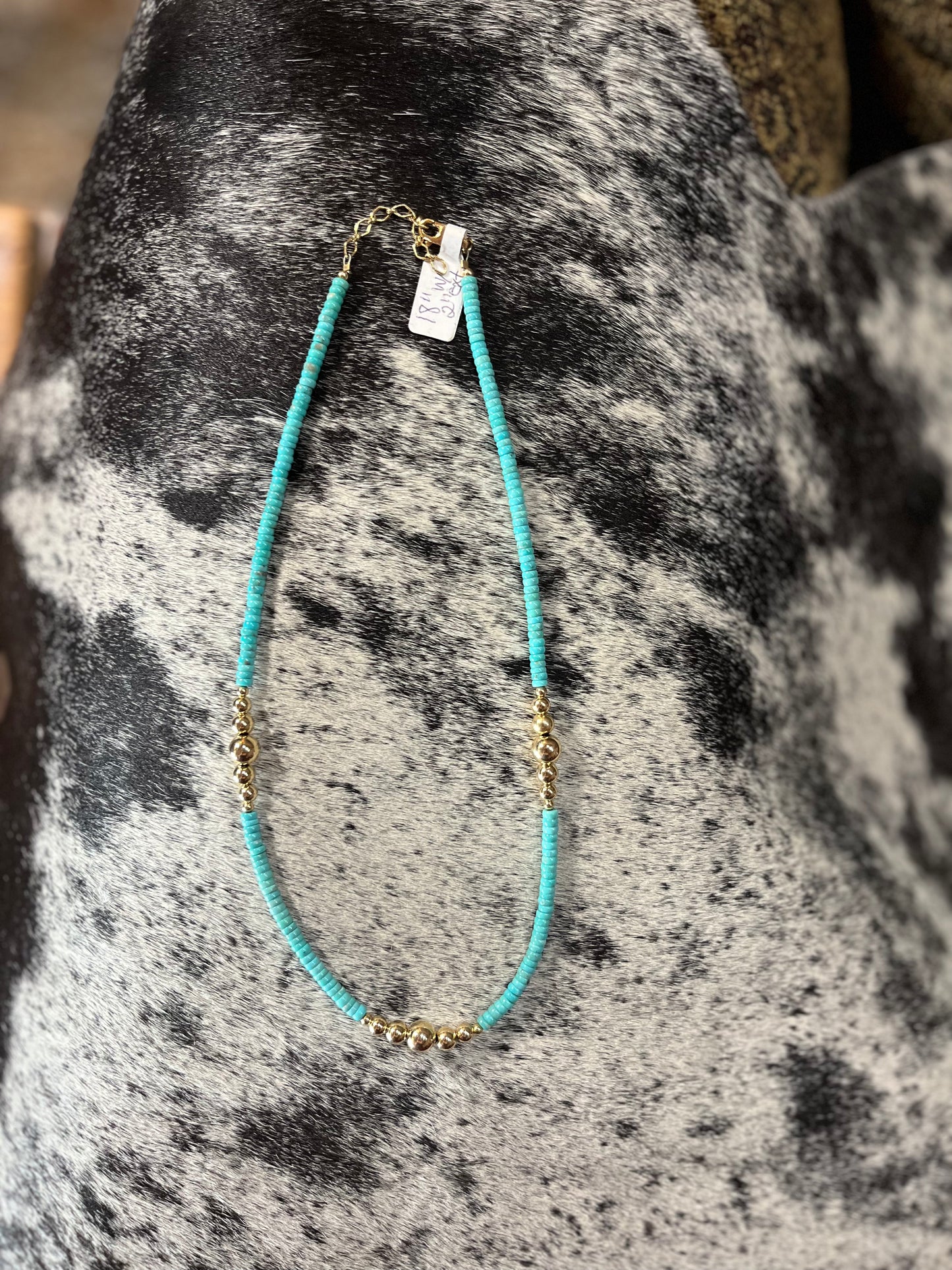Gold Filled Pearls with Turquoise 18” Nonnative