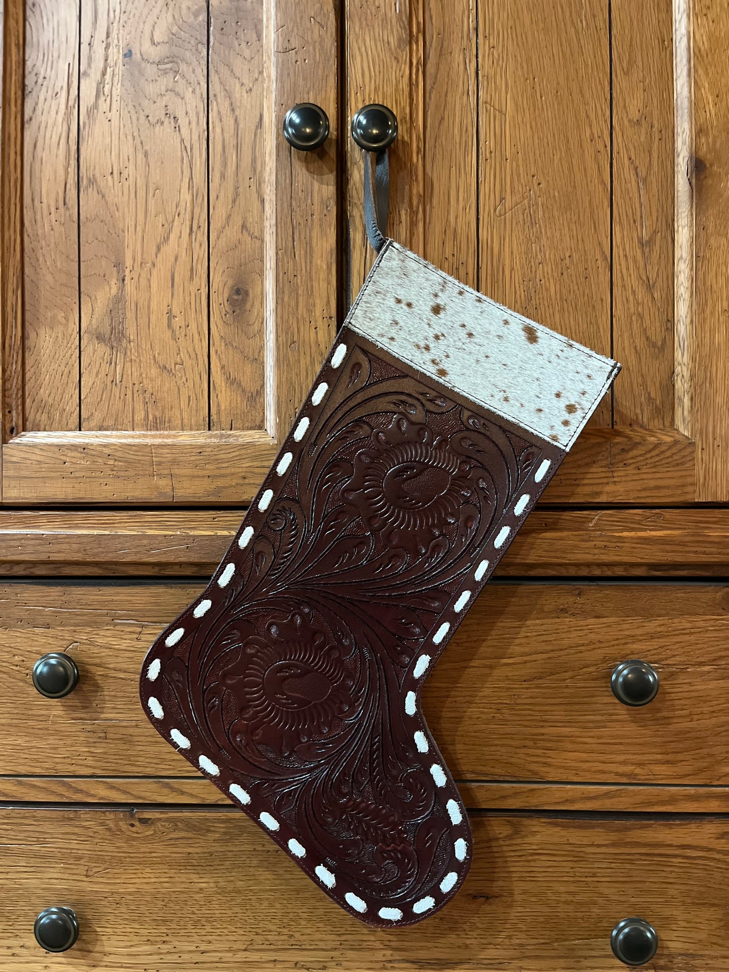 Christmas Tooled Leather Stockings