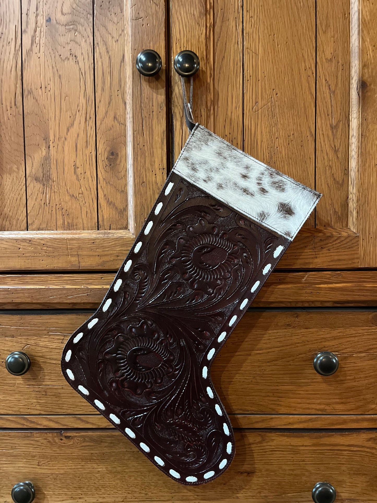 Christmas Tooled Leather Stockings