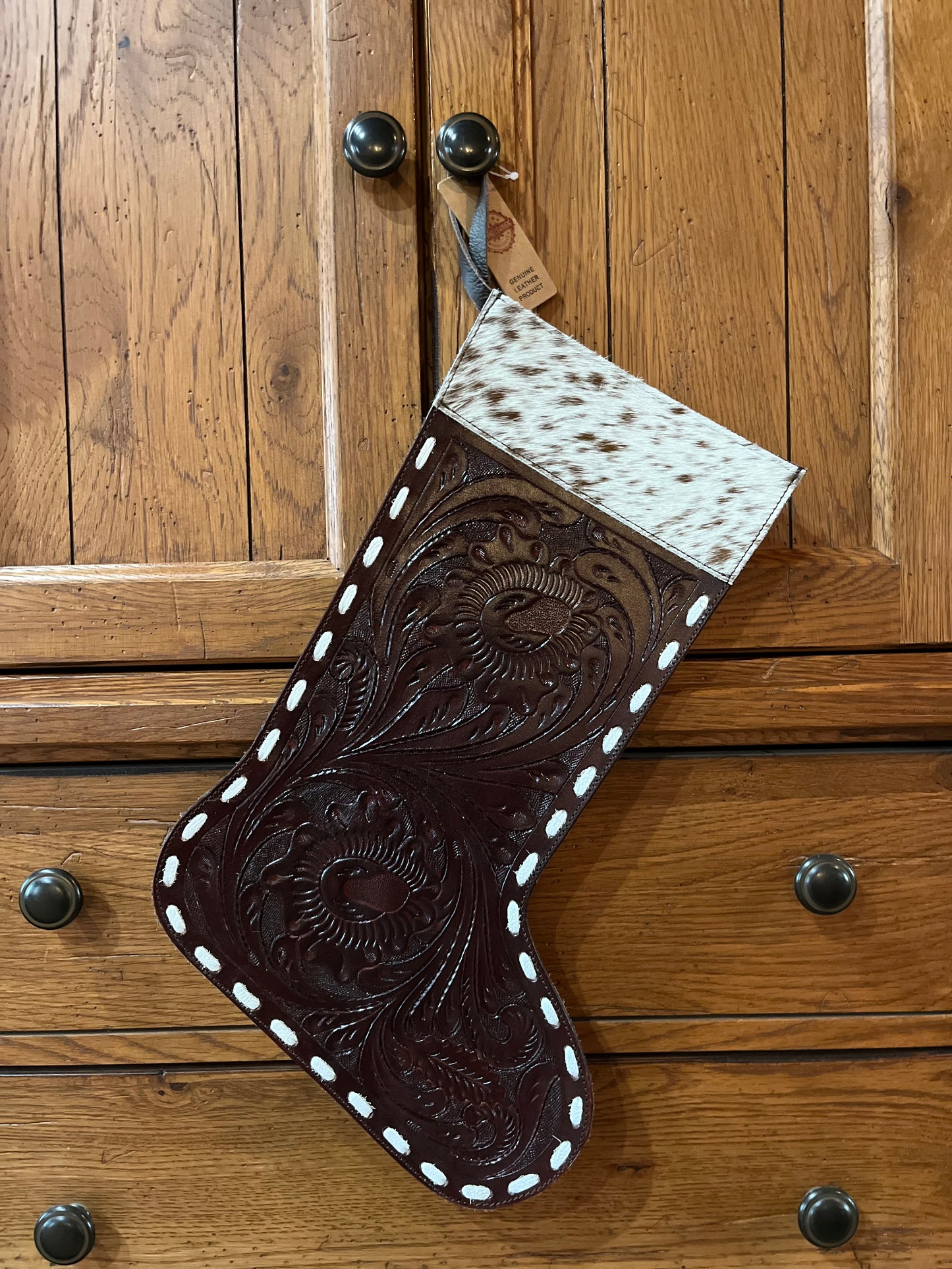 Christmas Tooled Leather Stockings
