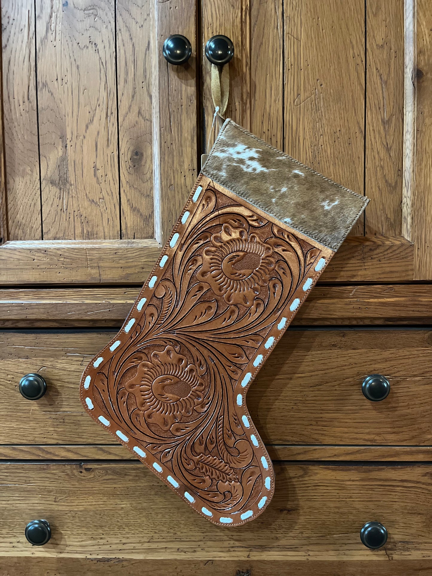 Christmas Tooled Leather Stockings