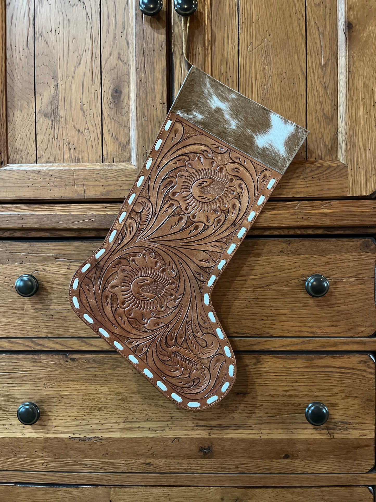 Christmas Tooled Leather Stockings