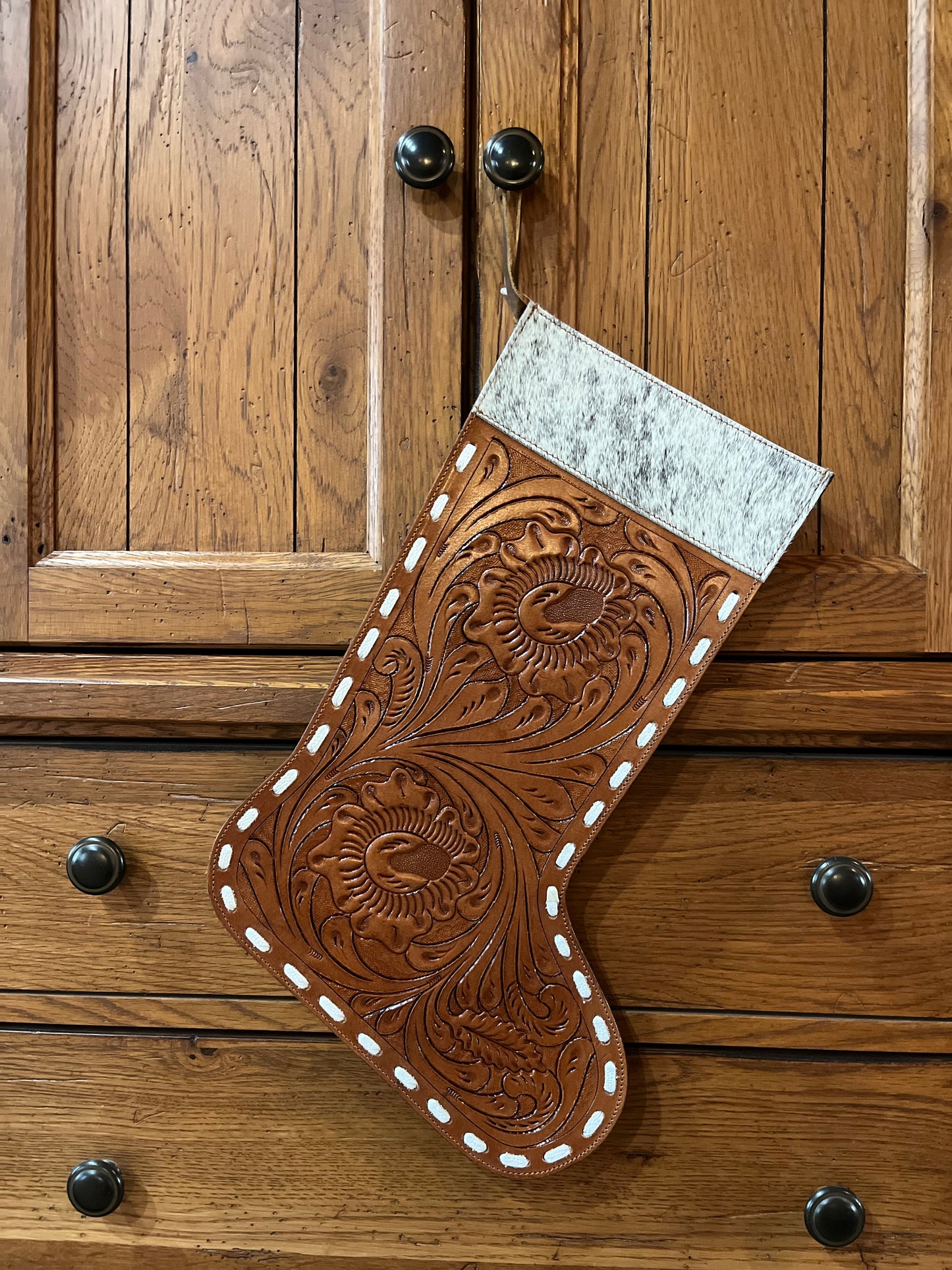 Christmas Tooled Leather Stockings