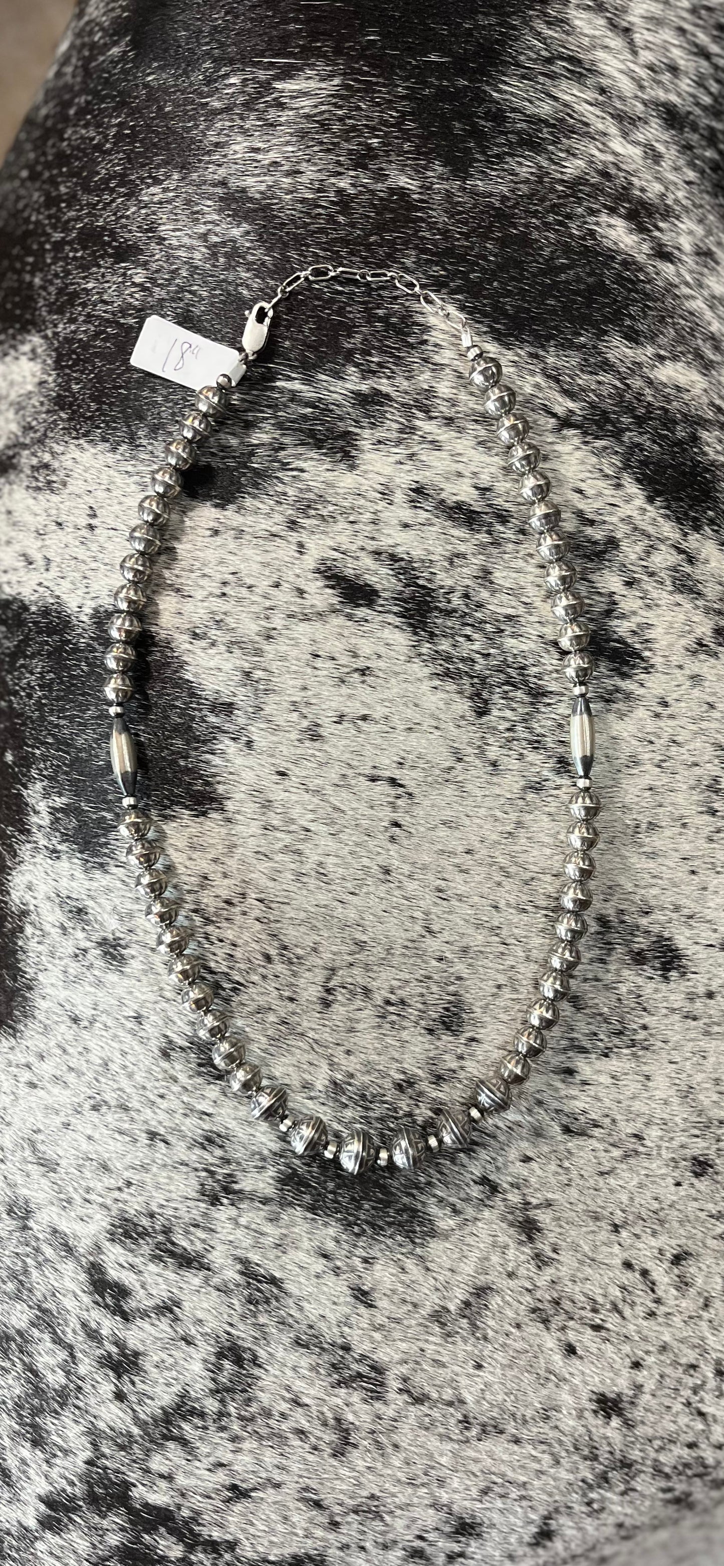 Sterling Silver Stamped Pearls with Torpedo 18” Nonnative