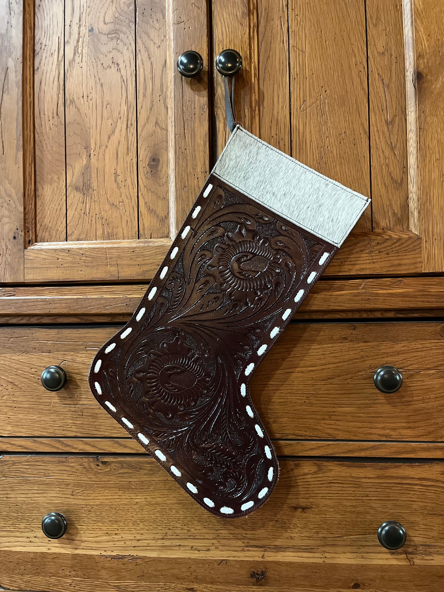 Christmas Tooled Leather Stockings