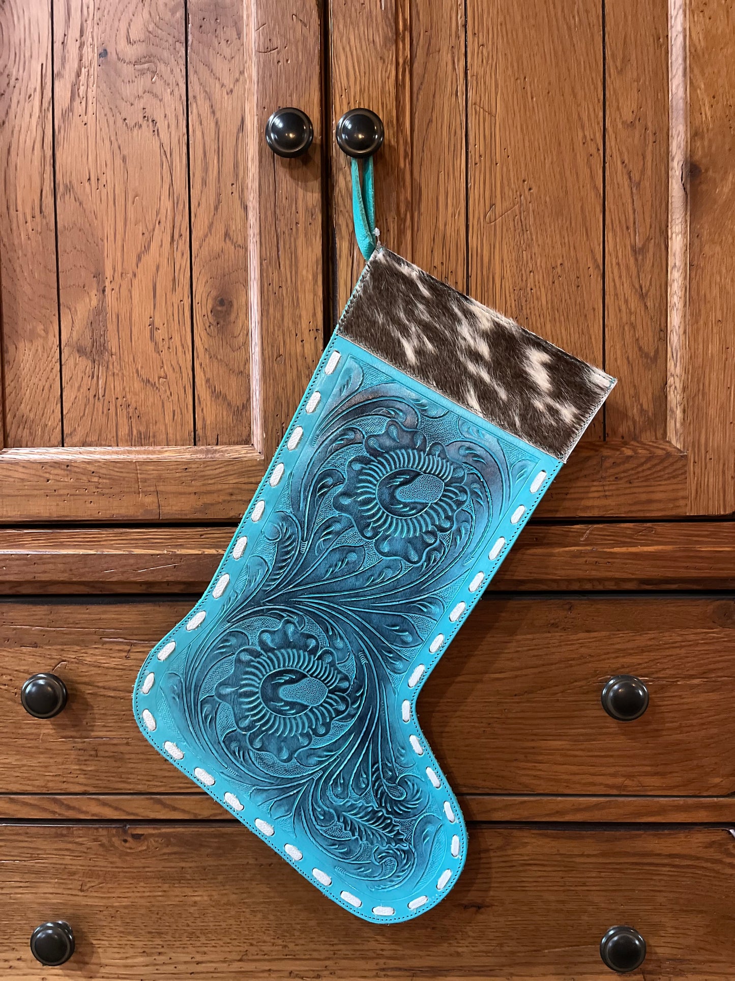 Christmas Tooled Leather Stockings