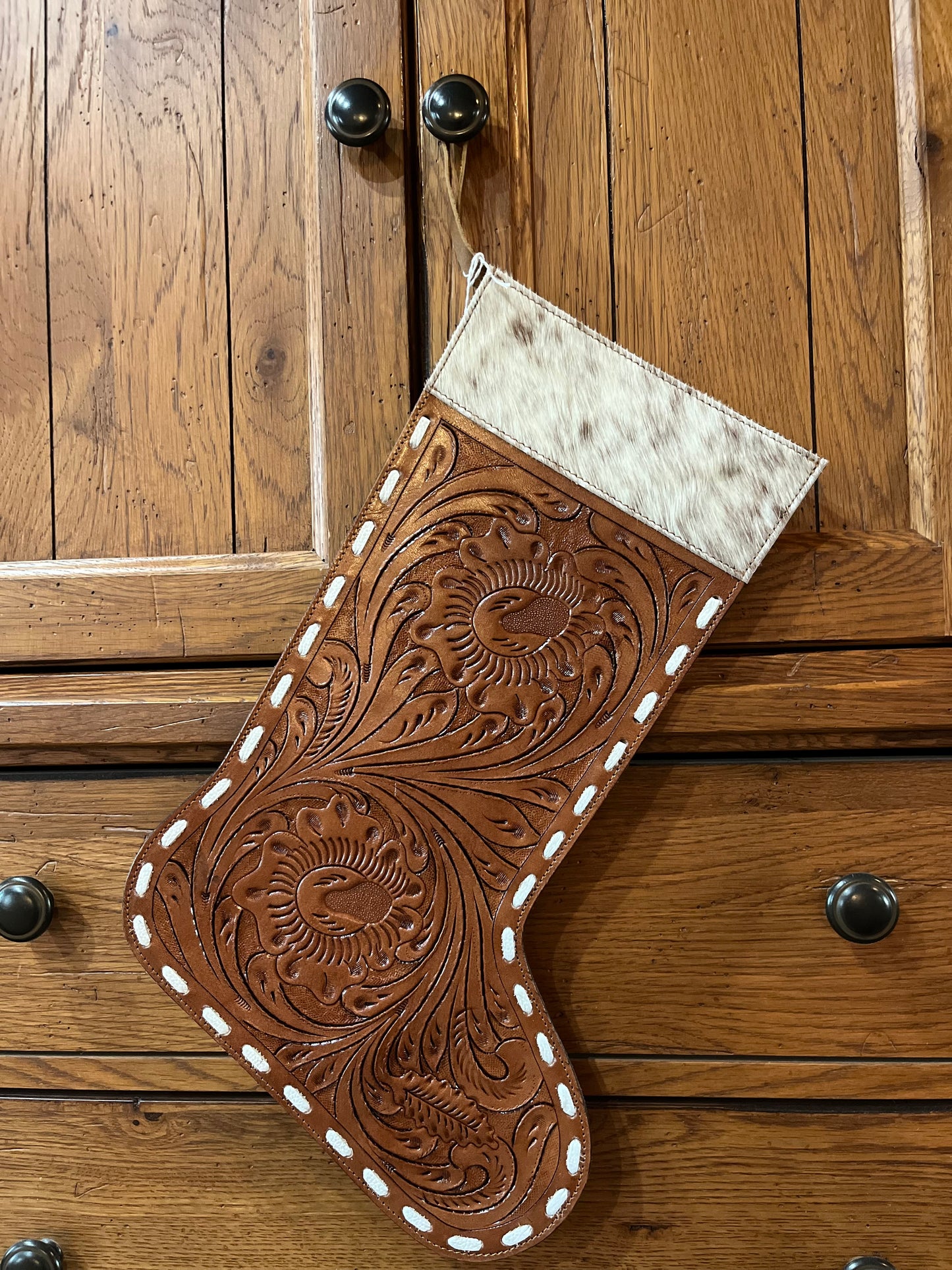 Christmas Tooled Leather Stockings