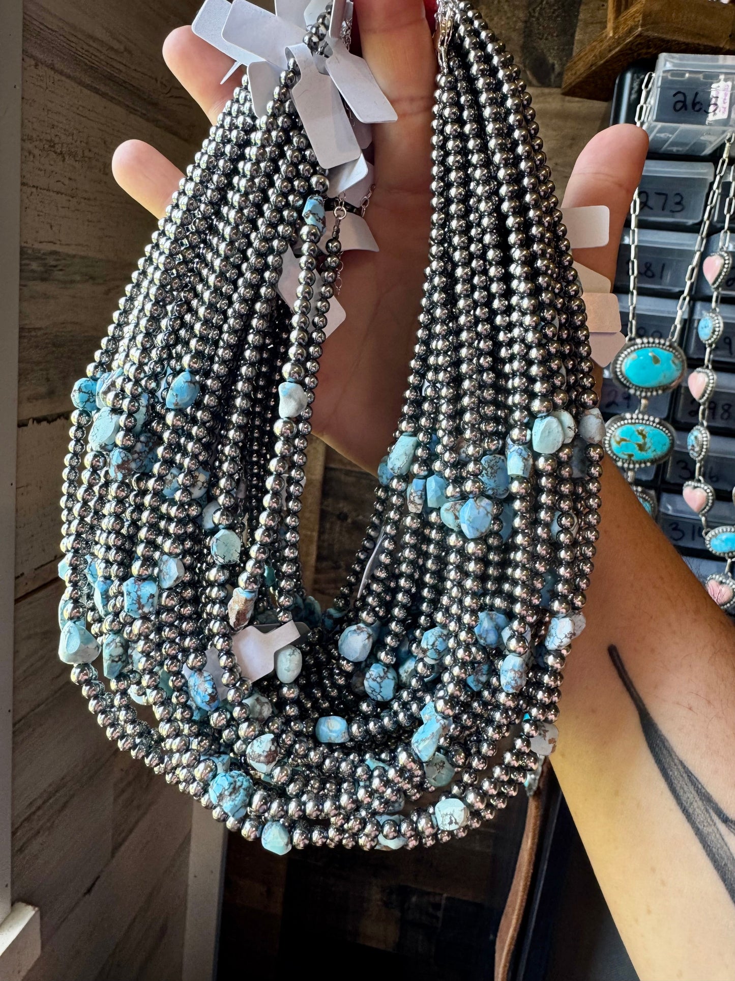 Golden Hill Turquoise & Sterling Silver Pearl Necklace – 16" + Extender