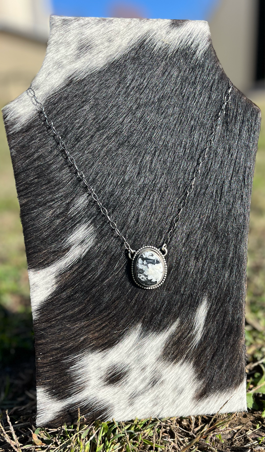 White Buffalo Oval Necklace