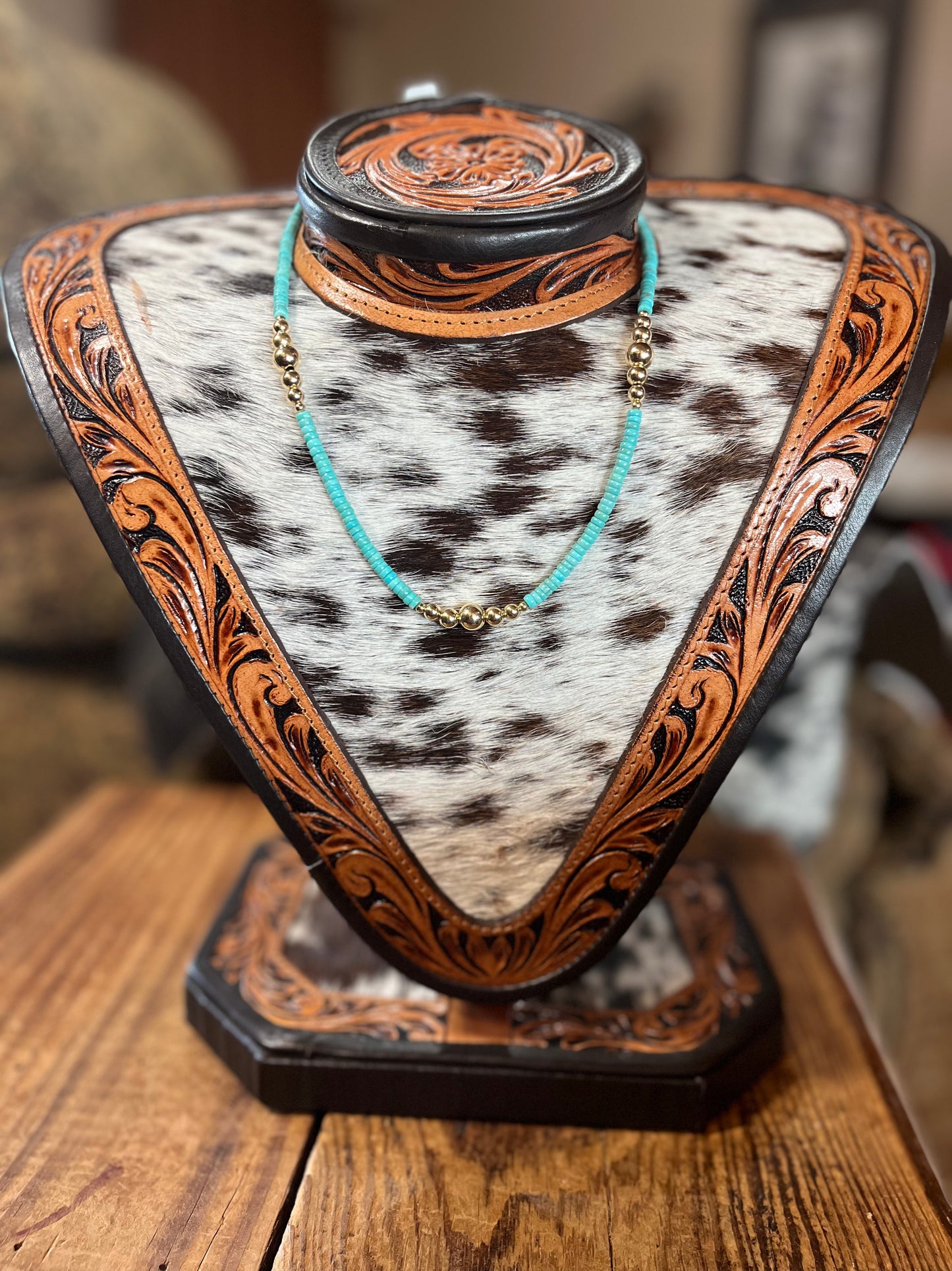 Gold Filled Pearls with Turquoise 18” Nonnative