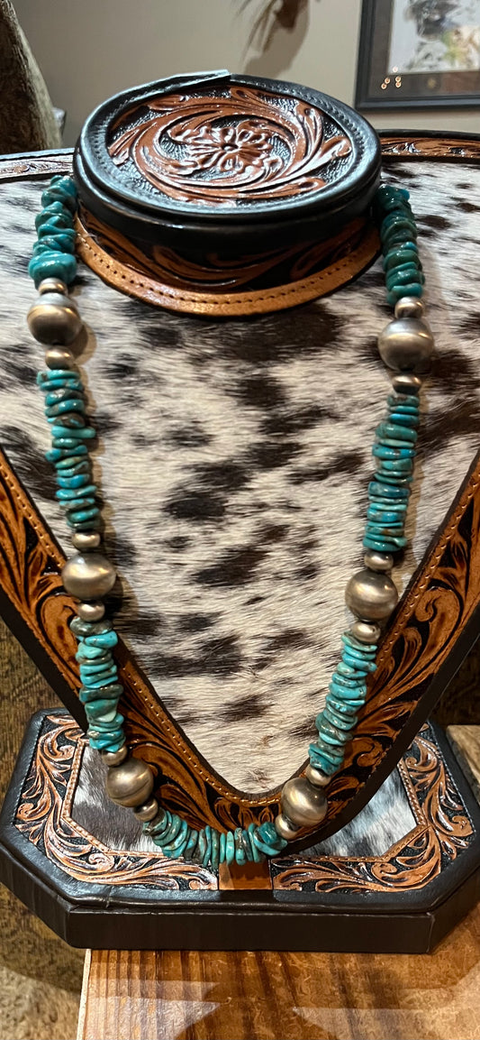 Navajo Pearl/Turquoise Necklace 28” *Native
