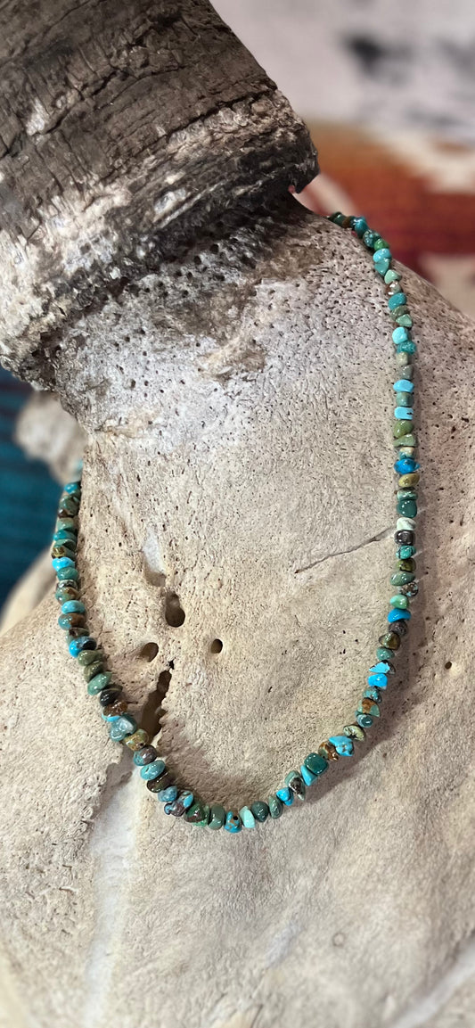 Turquoise Chip Necklace 19” Non-native