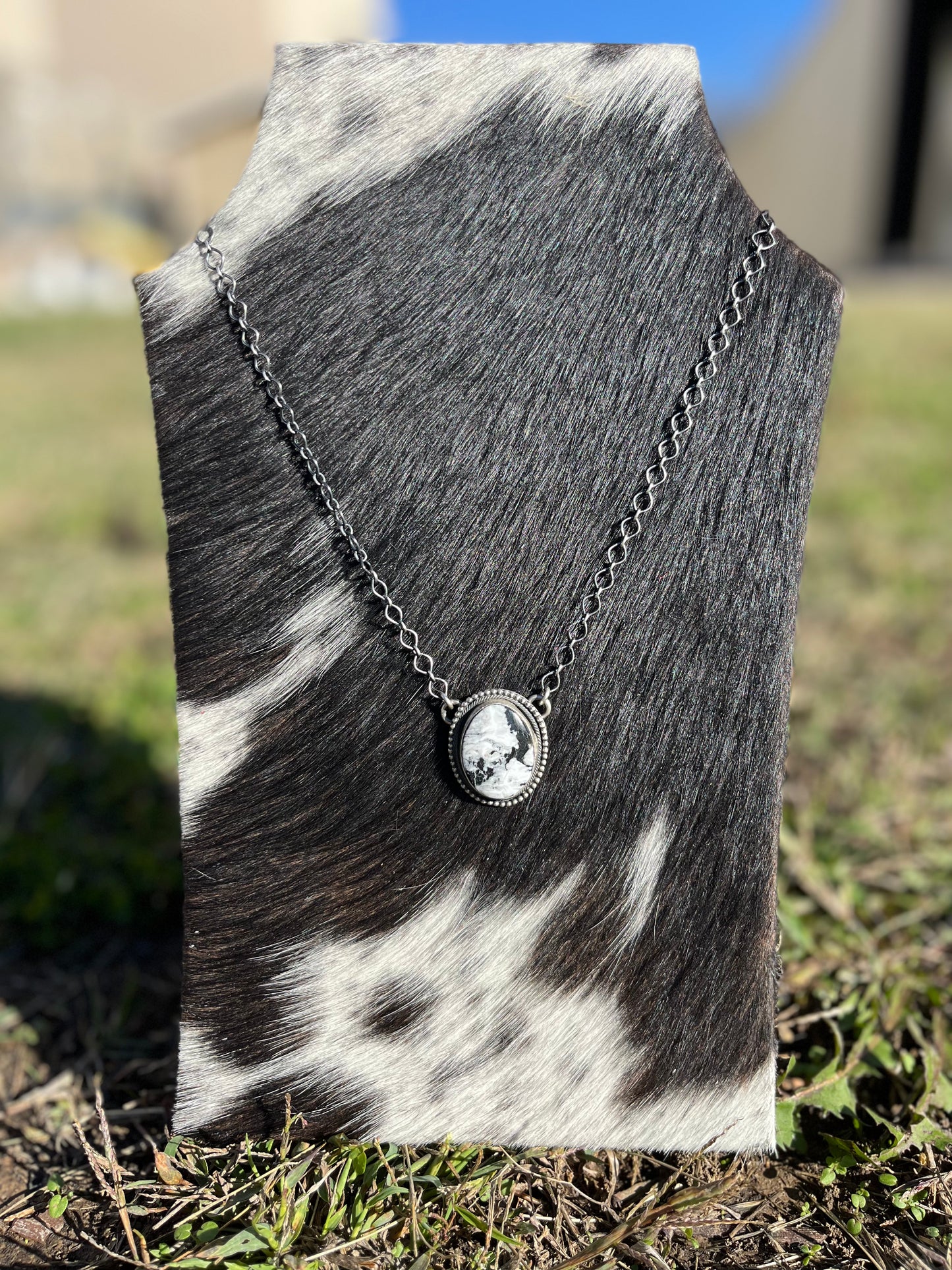 White Buffalo Oval Necklace