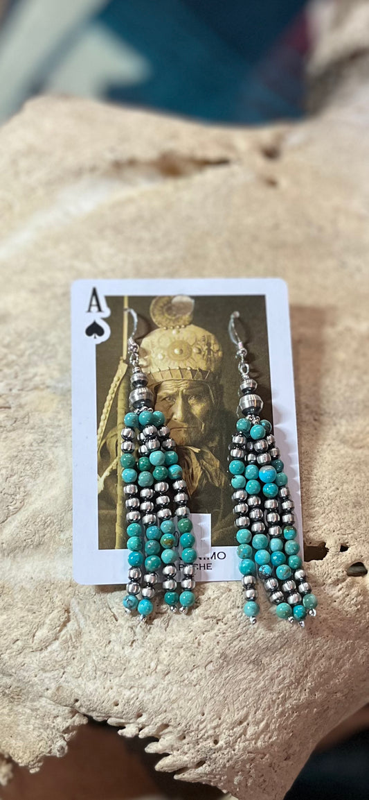 Sterling/Turquoise Tassel Earrings *Native