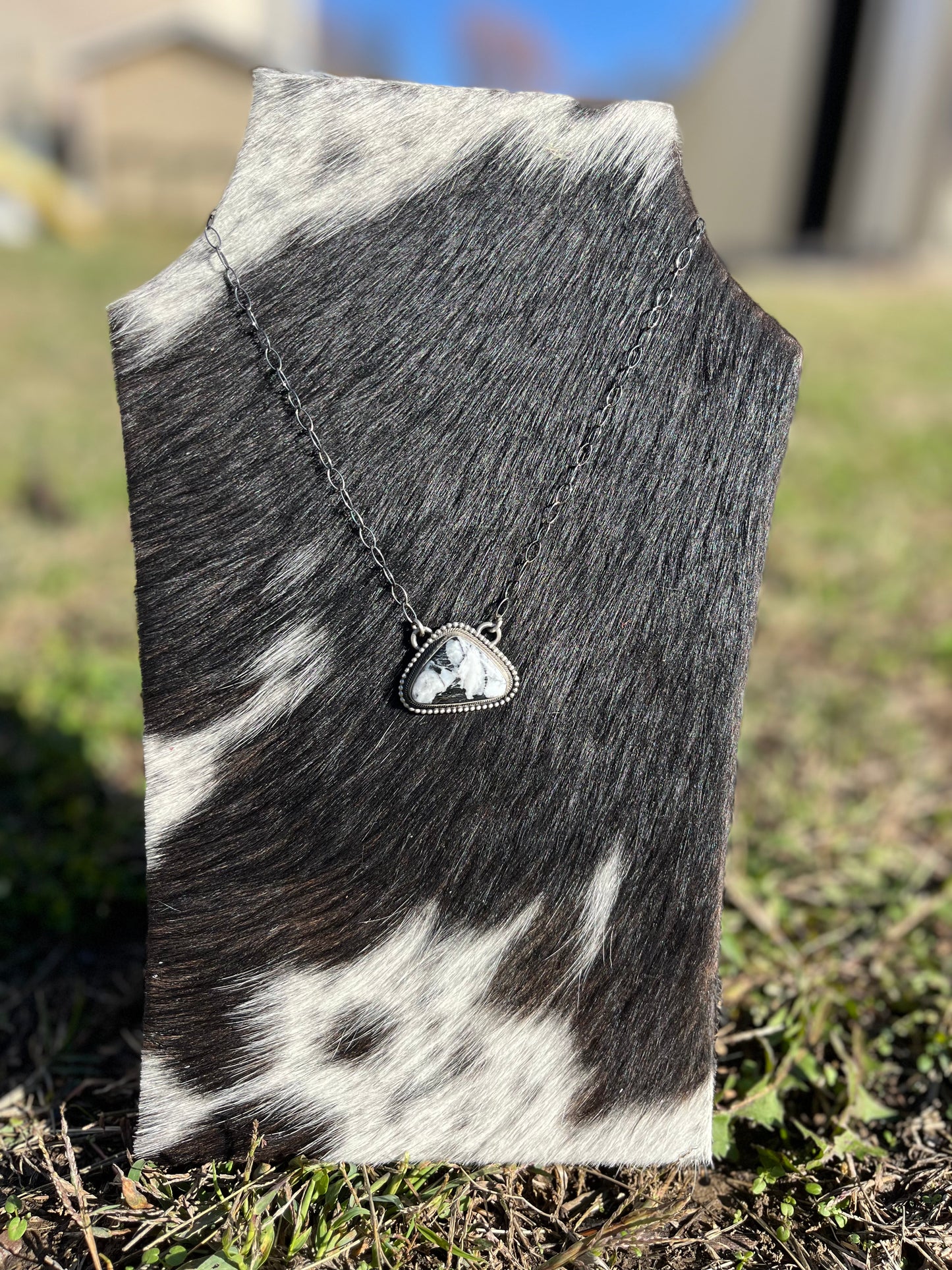 White Buffalo Triangle Necklace